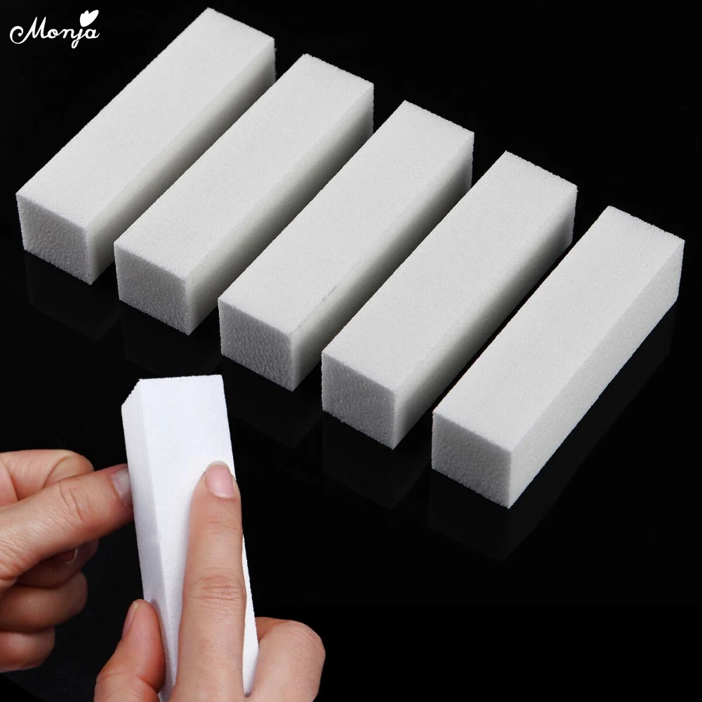Buy Monja 5Pcs White Nail Art Buffer Block Files False