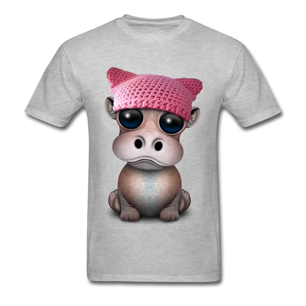 Cute Baby Hippo Wearing Pussy Hat_grey