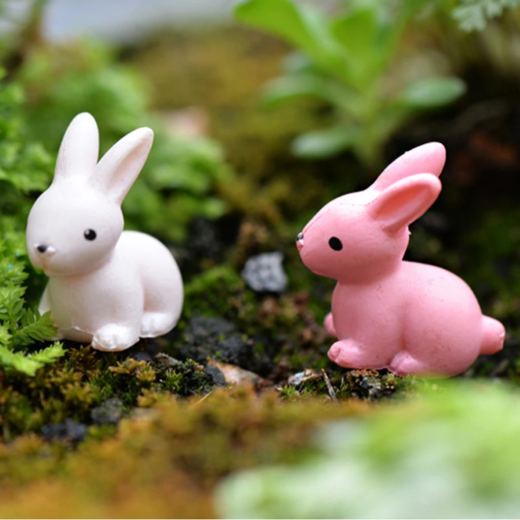

10 pcs Resin Miniature Garden Ornaments Miniature Ornaments Decor Cute Rabbit Moss Micro Landscape Decorative Gardening