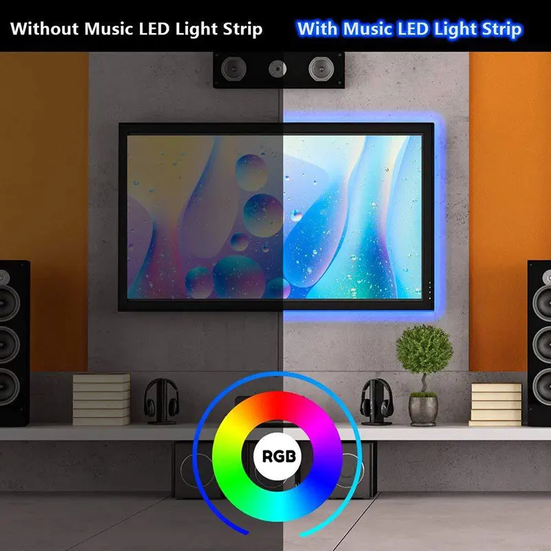 Tiras de Led Suporte de Controle de Voz Controle de Aplicativo de Telefone Telefone para Decoração de Casa Luz de Tira 10 m 300 Leds Rgb Wifi 3g 4g 5g Inteligente para Decoração de Casa 5 Tiras de LED
