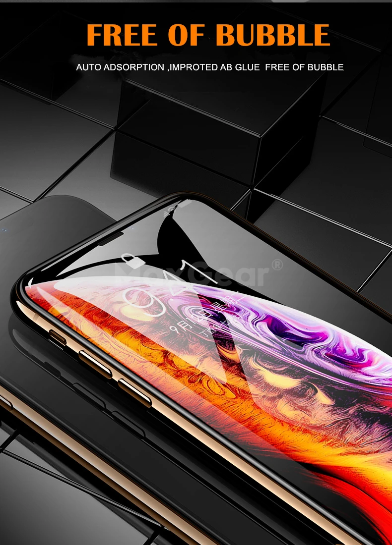 MaxGear закаленное стекло для iPhone XS полное покрытие защитное стекло 9H протектор экрана для iPhone XS Max XR X 6 7 8 plus 6s пленка