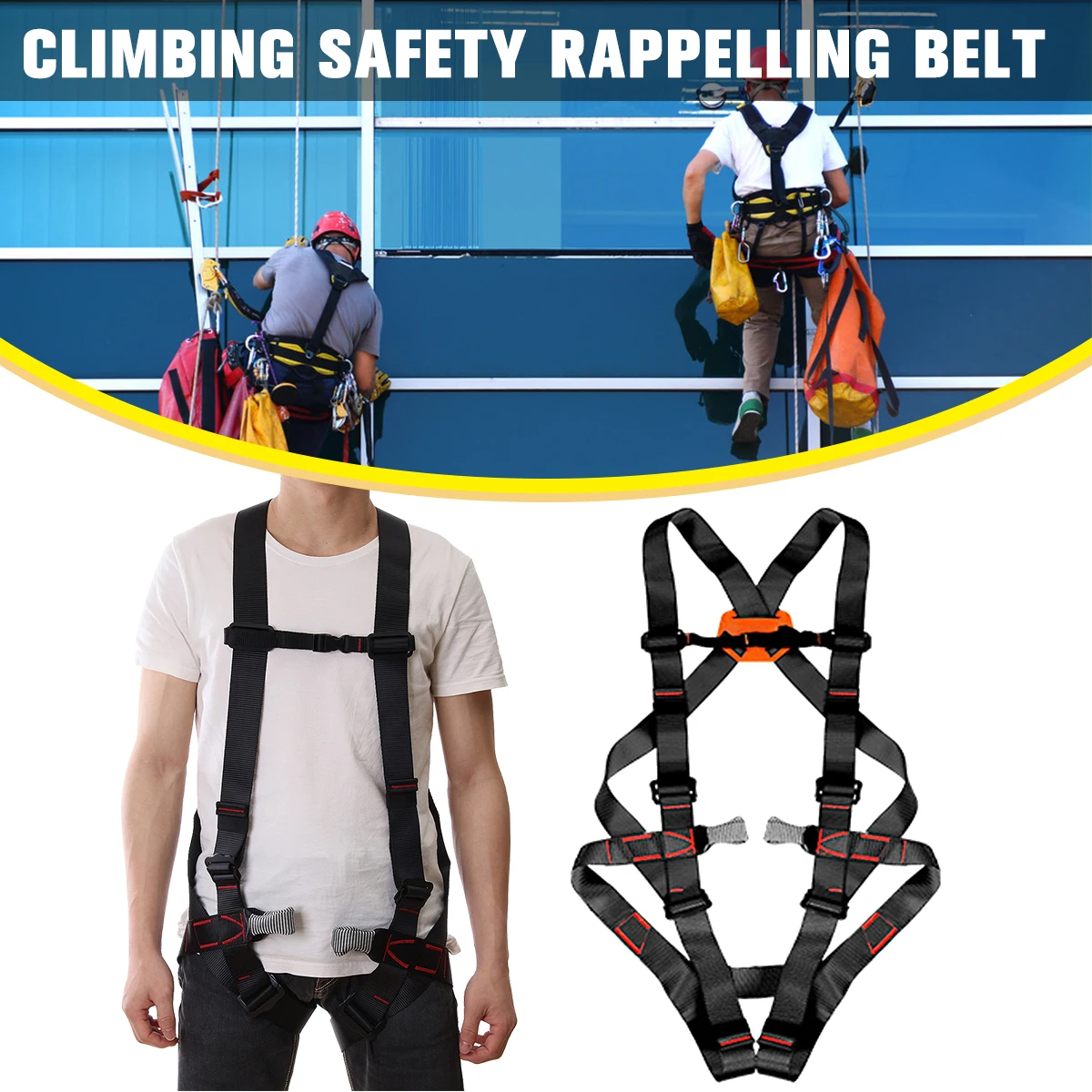 Outdoor Climbing Safety Belt Climb Mountain Rope Safety Waist Belt Protection Equipment Safety Harness Body Protecting