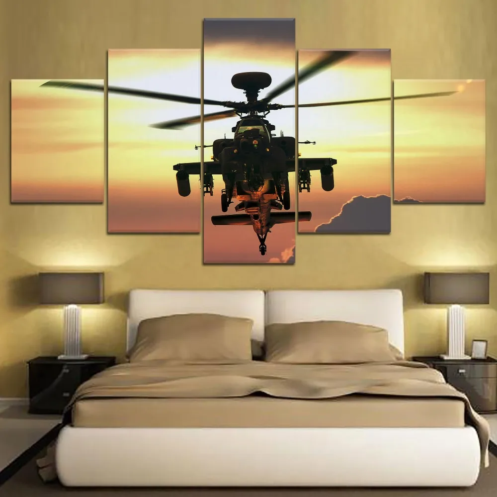 

5 Panel Helicopter2 War Canvas Printed Painting For Living Room Wall Decor HD Picture Artworks Poster5