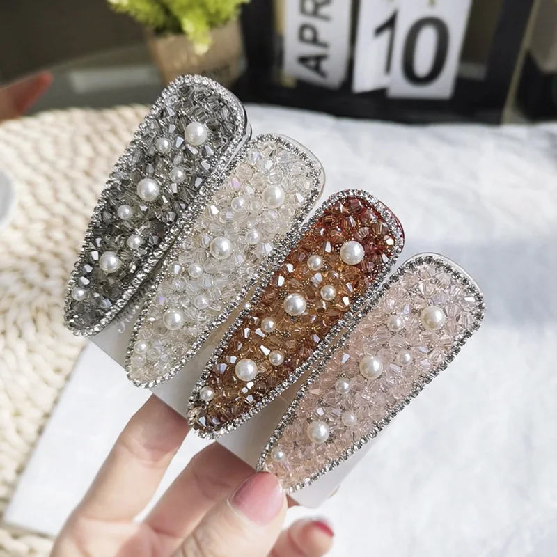 

Vanmos New Fashion Rhinestone Hair Clip Hairpins Shiny Crystal Imitation Pearl Headwear Barrette for Women Girls Accessories