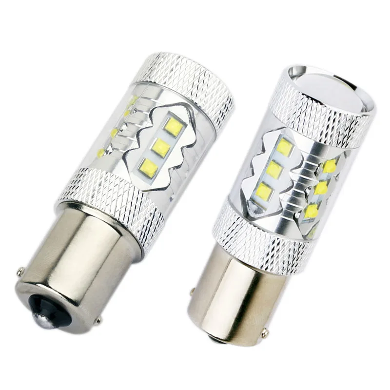 

2Pcs P21W Led Bulb 1156 BA15S Leds Cree Chips Auto Light Bulbs Reverse Lamp White R5W 12V Car Turn Signal Lights