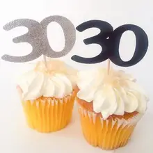 Пользовательские Количество блеск 30TH 40TH 50th 60th на день рождения бокалы для кексов крестины, вечеринку украшения пончик питание выбирает