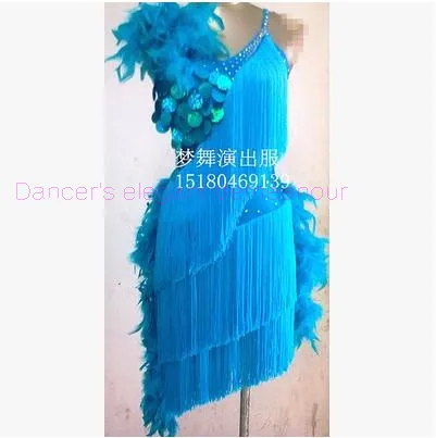 

New style Latin dance costume sexy tassel Feather latin dance competition dress for lady latin dance Tango cha-cha dance dresses