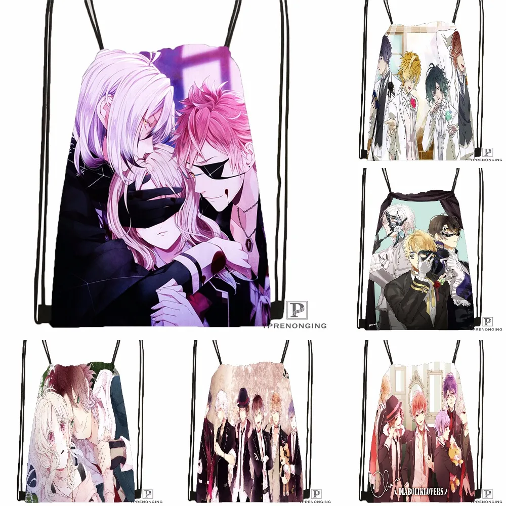 Custom DIABOLIK LOVERS 3 Drawstring Backpack Bag for Man Woman Cute Daypack Kids Satchel Black Back