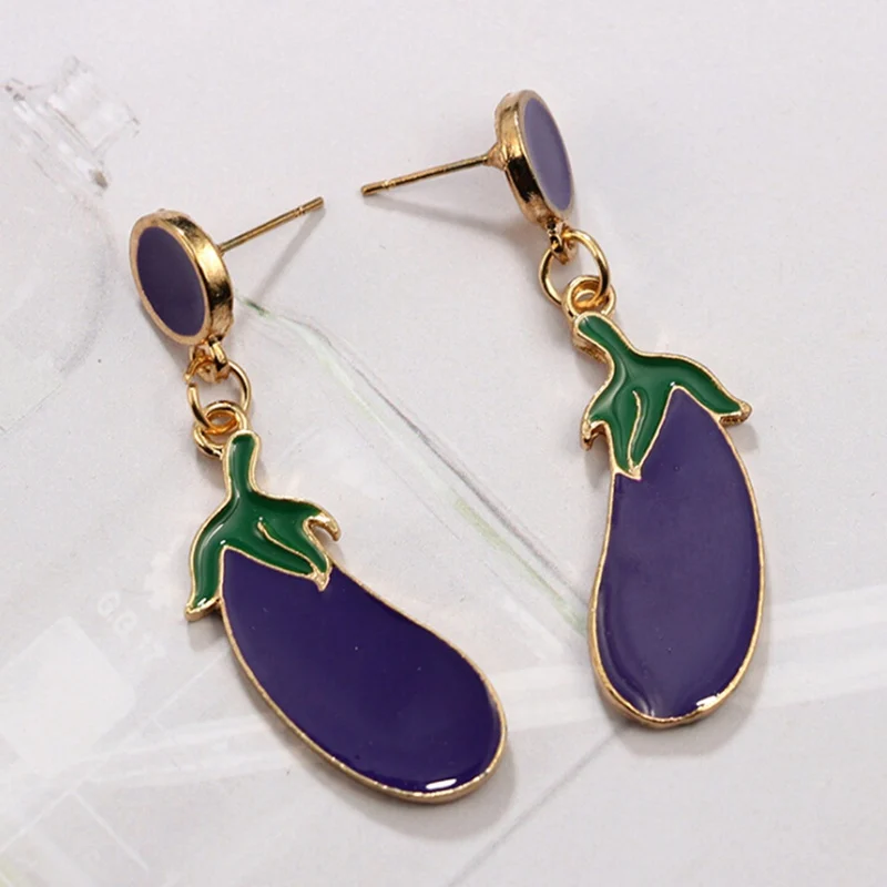 2018 New fashion vegetable eggplant earrings purple fashion eggplant