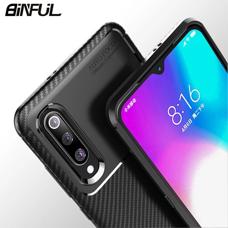 

For Xiaomi Mi 9 Case Cover Carbon Fiber Soft Silicone Anti-Knock Back Cover for Xiaomi Mi 9 SE Xiao Mi9 9SE Case Phone Coque