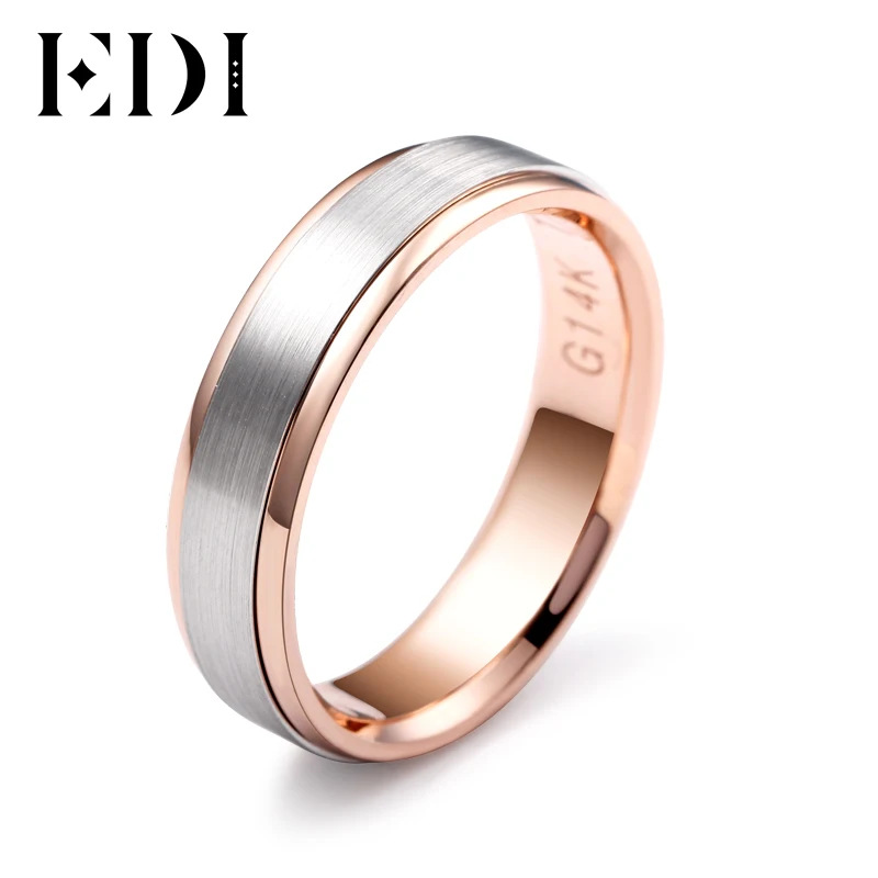 Anillos de boda de oro blanco rosa para hombre, joyería de caballero, clásica, cepillada, sólida, 14K, 585 AliExpress Joyería accesorios