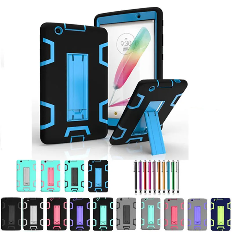 For LG GPAD 2 8.0 V498/V495/V496 Kids Safe Armor Shockproof Heavy Duty Silicon+PC Stand Back