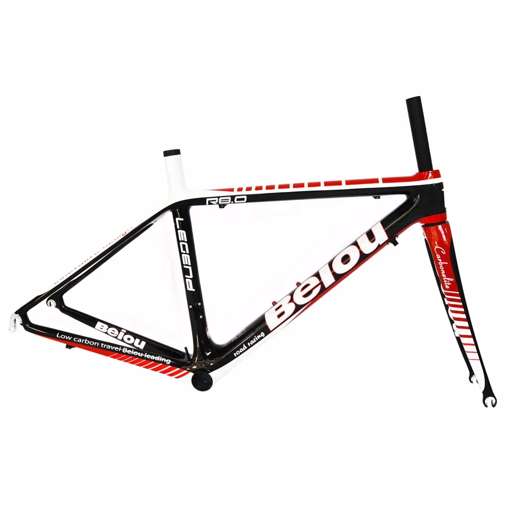 BEIOU 3K Carbon Fiber Road Racing Bike Frame 700C Glossy Unibody External Cable Routing T700 Ultralight B012B