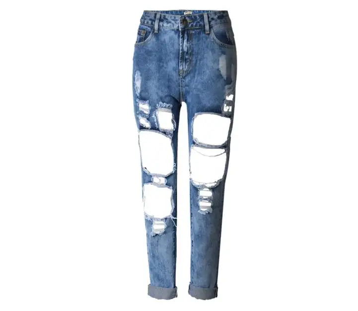 Джинсы бойфренд стиль рваные джинсы женские брюки крутые джинсовые винтажные прямые джинсы для девочки с высокой талией повседневные брюки женские - Цвет: Flower Blue