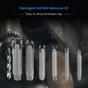 

6pcs Damaged Nut Bolt Remover Kit Stud Extractor Broken Bolt Screw Remover