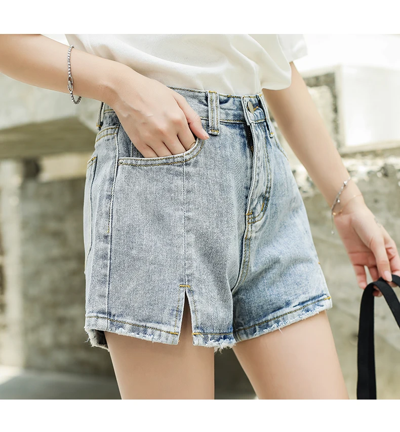 Летние новые женские шорты свободные женские Короткие повседневные корейские винтажные короткие джинсы Рваные джинсовые шорты модные шорты с высокой талией