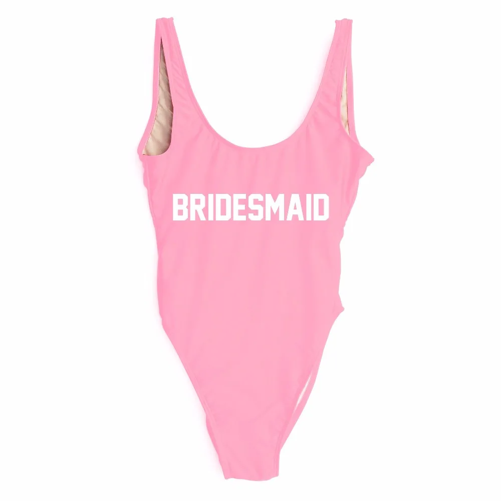 BRIDESMAID letter print women sexy bodysuits beachwear swimwear bathing