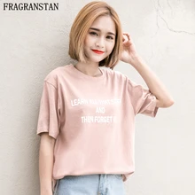 Женская летняя новая хлопковая белая футболка с принтом женская повседневная с круглым вырезом и коротким рукавом простая безрукавка высокого качества плюс размер свободные топы LY443