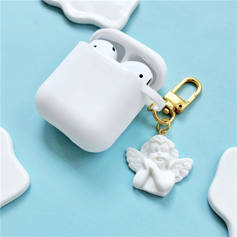 Белый силиконовый чехол для Apple Airpods, противоударный чехол для наушников, чехол s, ультра тонкий защитный чехол Air Pods, брелок