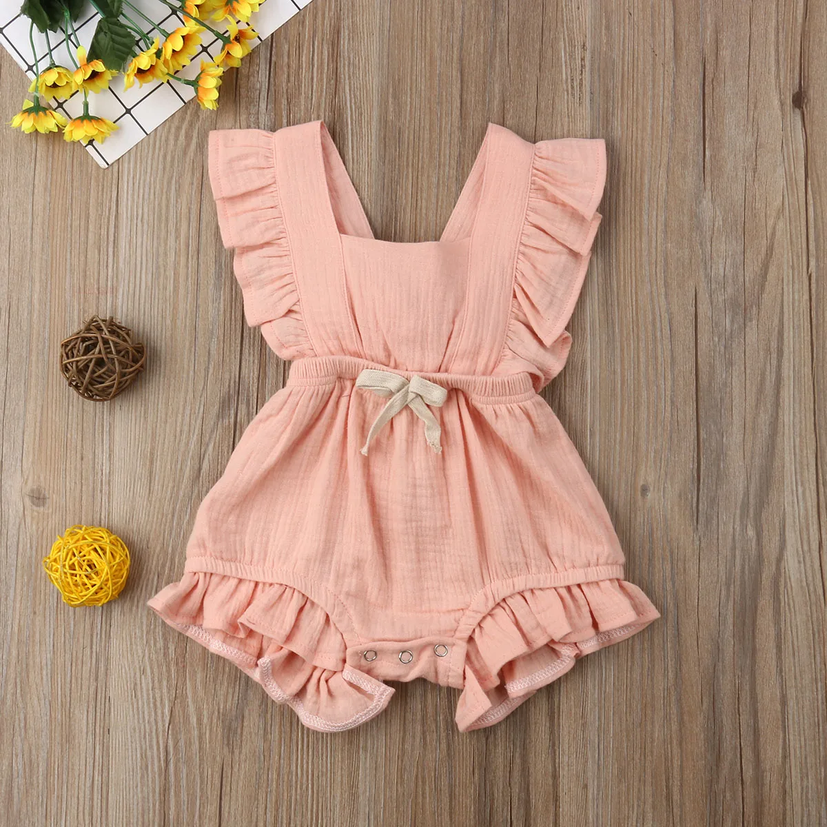 New Arrivels Baby Girls Ruffle One-Pieces Clothes Summer Newborn Kids Sleeveless Romper Jumpsuit Outfits Sunsuit