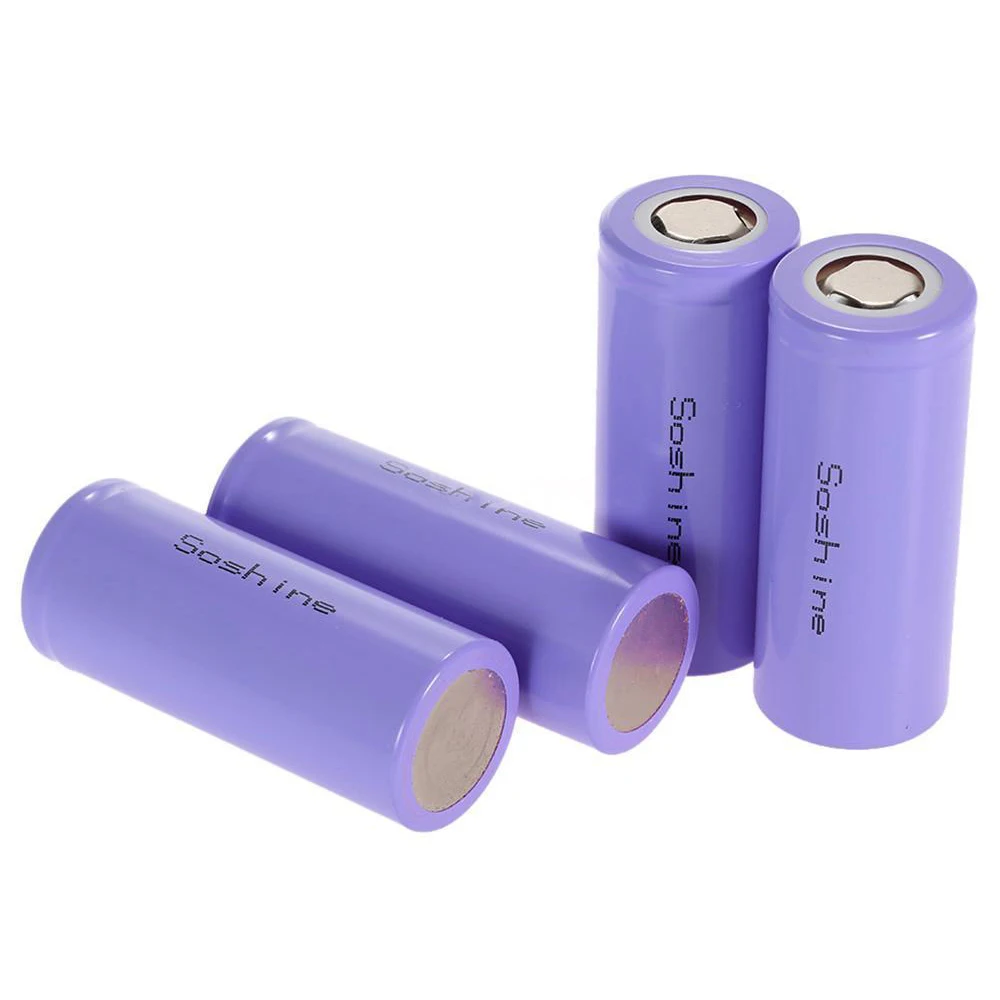 Soshine 4x IFR 26650 аккумулятор 3 2 V перезаряжаемый 3200mAh 30A плоский Топ LiFePO4 фиолетовый|26650