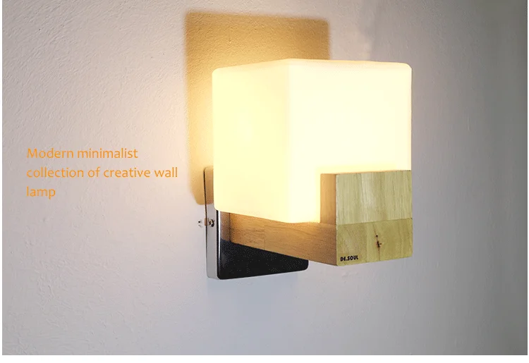 DE.SOUL Japan Style Modern Oak Wood Wall Lamps Cube Sugar Lampshade Bedroom Bedside Wall Light Home Wall Sconce 110-220V_15