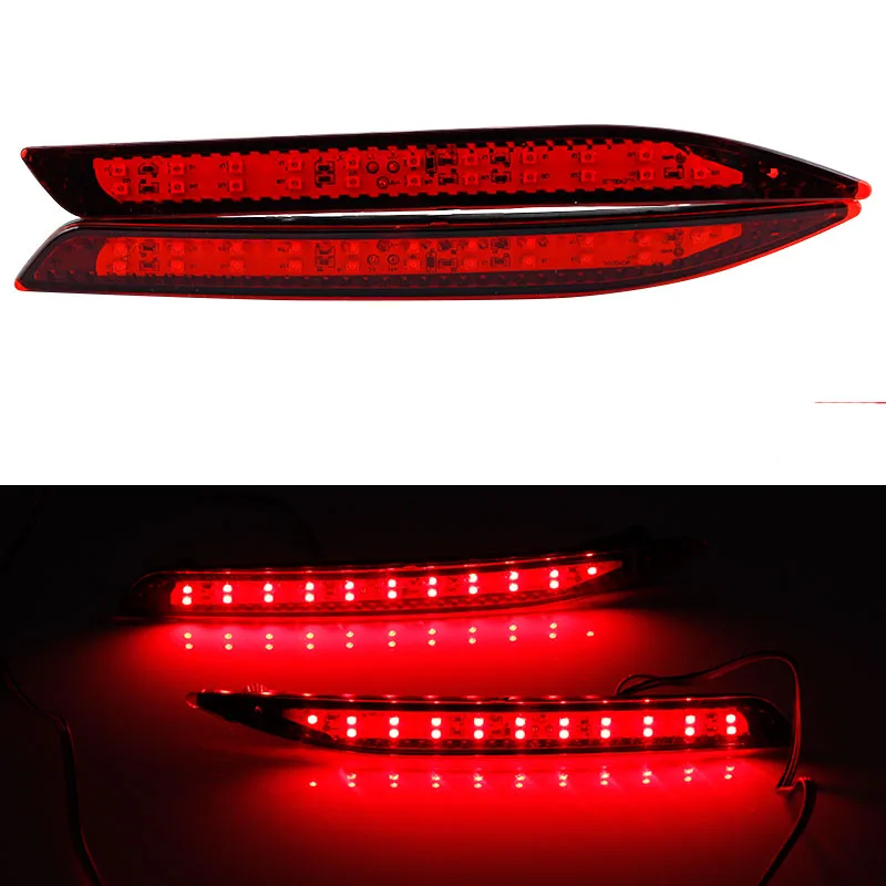 2pcs Car Warterproof LED Rear Bumper Reflector Round Red Parking Warning Stop Brake Lights Tail Fog Lamp For Honda Accord 9th universal brake lights 48 led red car auto third brake lights fog stop rear tail warning lamp bulb for dc12v parking