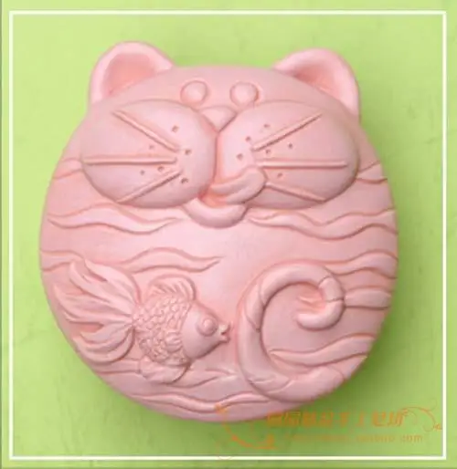 

Cat & Fish Silicone Soap mold DIY Carft 3d soap molds S066
