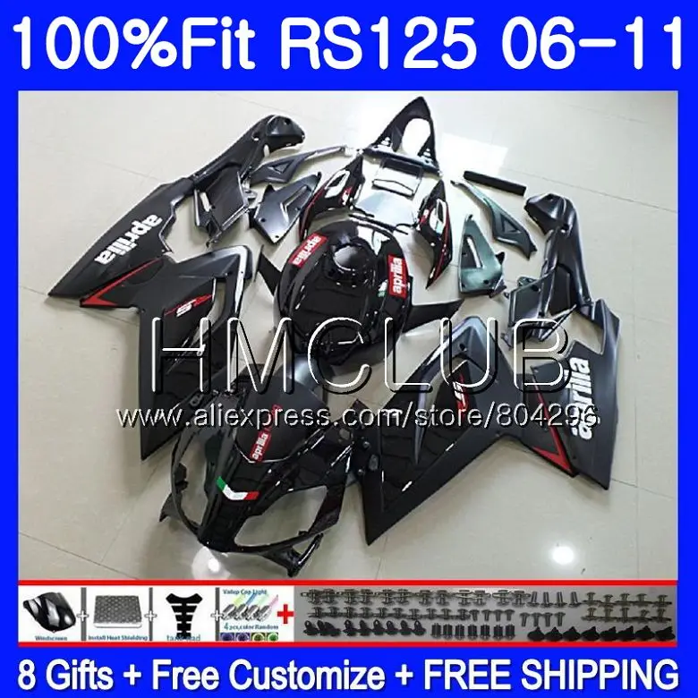 

Injection For Aprilia RS125 06 07 08 09 10 11 RS-125 119HM2 Glossy black RSV125 RS4 RS 125 2006 2007 2008 2009 2010 2011 Fairing