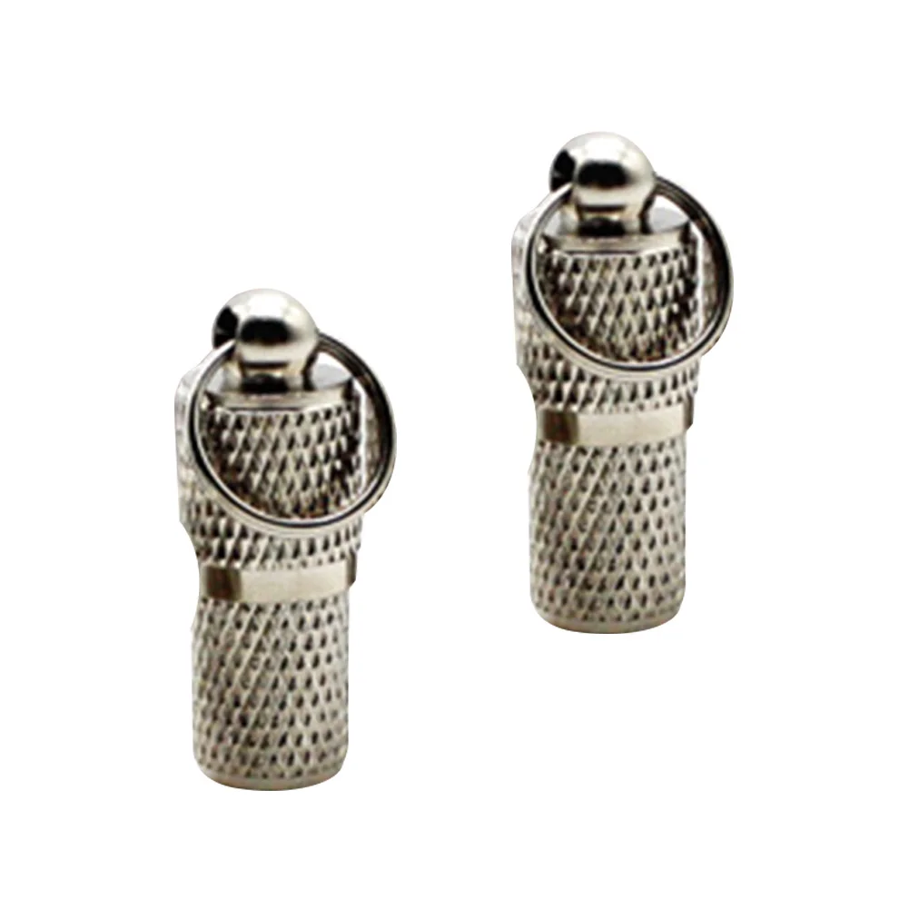 

2 Pcs Collar Mini Storage Tube Pet Id Tag Address Label Silver Dog Cat Tube Metal Anti Lost
