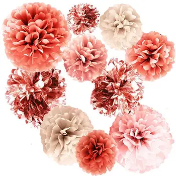 

20 PCS Rose Gold Birthday wedding Party Decorations Folded into a round flower ball 6/8/10/14 inch Baby shower decoration