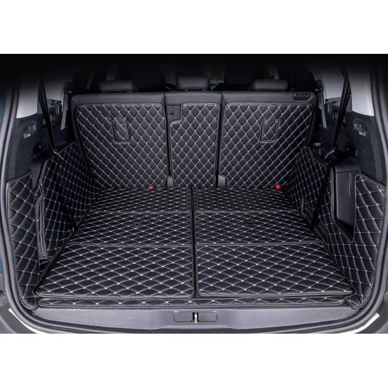 

lsrtw2017 leather car trunk mat cargo liner for peugeot 5008 2017 2018 2019 2020 accessories boot luggage rug carpet covers