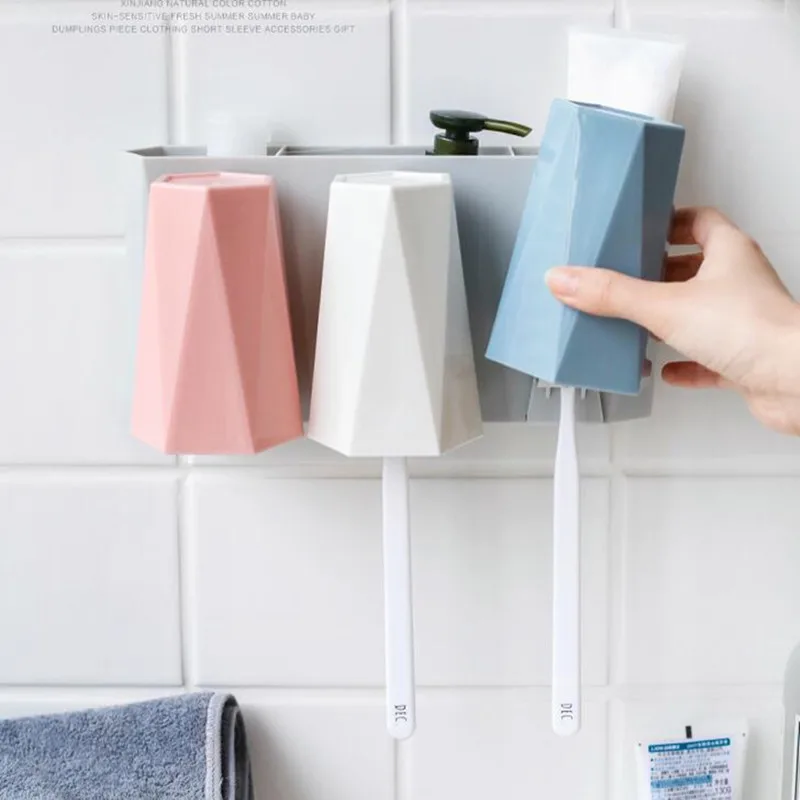 Multifunction Toothbrush Cup holder Wall Mounted ToothBrush storage