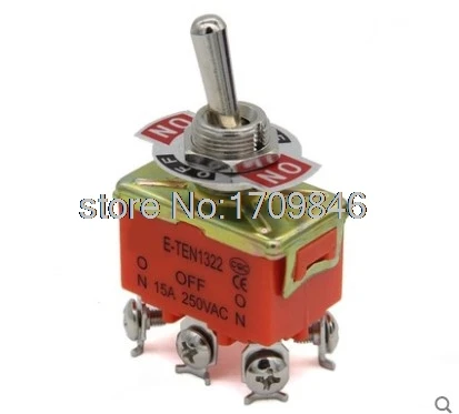 

4pcs, DPDT ON/OFF/ON Industrial Toggle Switches 1322 Double pole Double throw