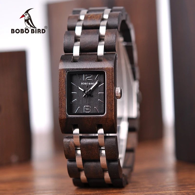 BOBO BIRD montre femme деревянные женские часы модные с квадратным циферблатом коллекция