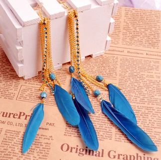 2015 New Free Shipping Fashion Hot seabeach tassels Bohemia Leaves feather earrings female Girl dangle drop earring charm | Украшения и