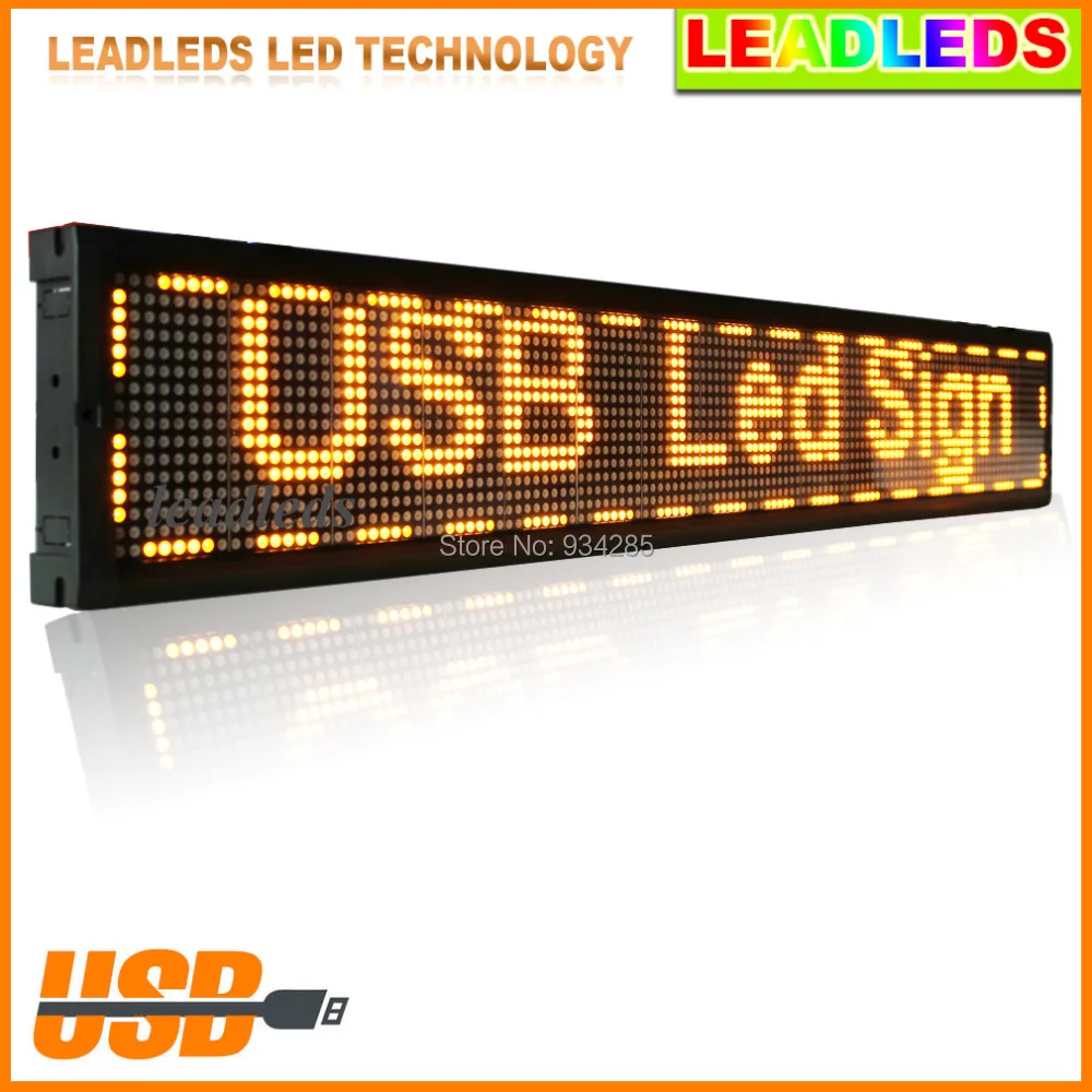 101.3*16*3.8cm Led Display Sign Board Usb Programmable Scrolling Yellow