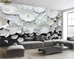 Beibehang пользовательские фотообоями современная мода стерео белые цветы ТВ фоне стены papel де parede infantil