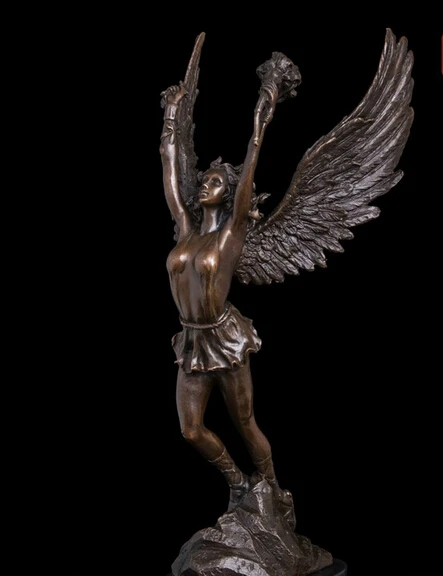 

Decoration Good value Lucky Abstract Art Sculpture Bronze Copper Marble Base Victory Angel Statue Figurine