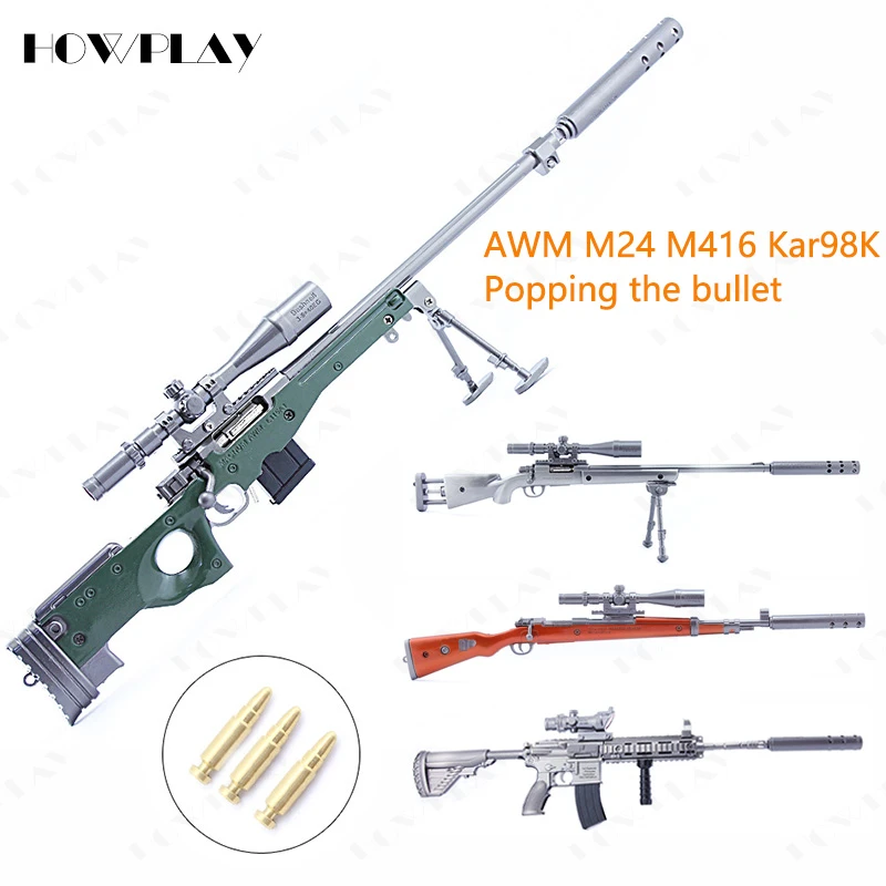 Howplay Pubg Awm M24 M416 Kar98k キーホルダーおもちゃの銃金属武器モデル腕をポップ弾丸スナイパーライフル合金武器ギフト Aliexpress