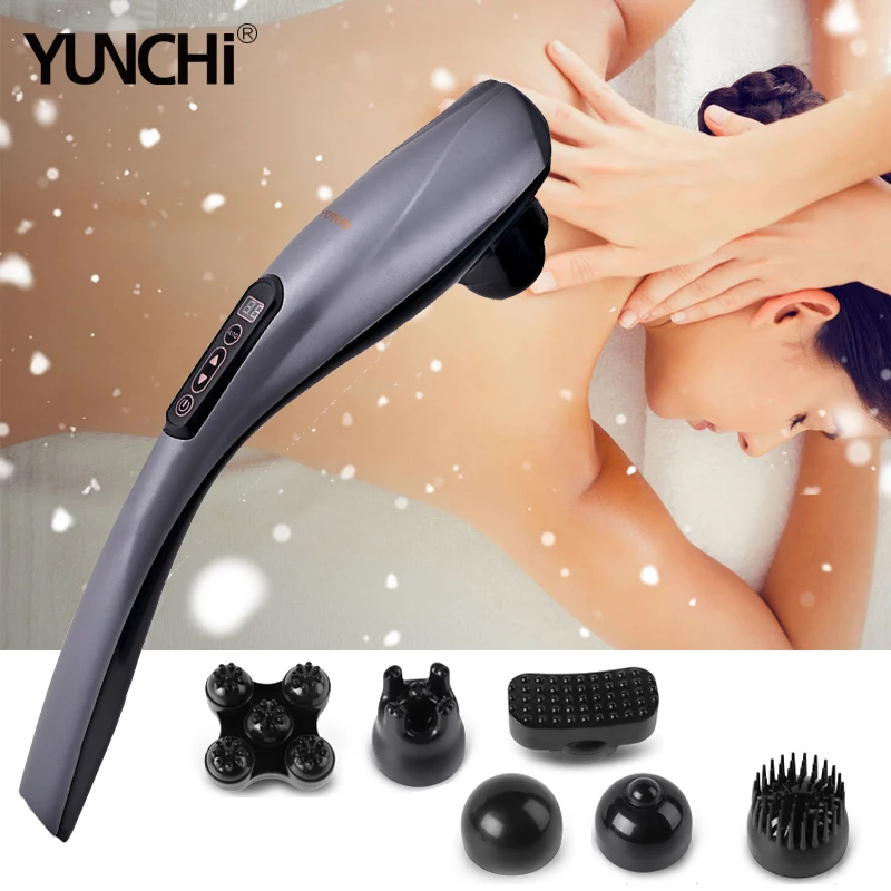 Handheld Deep Tissue Therapeutic Massager Cordless Rechargeable Massage Stick 6 Massage Heads Relaxes & Relieves Muscles