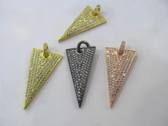 

AA+ 6pcs 22-38mm Micro Pave Diamond ArrowHead Pendant Shield Pendant Pave diamond Pendant Black Gunmetal Gold Findings