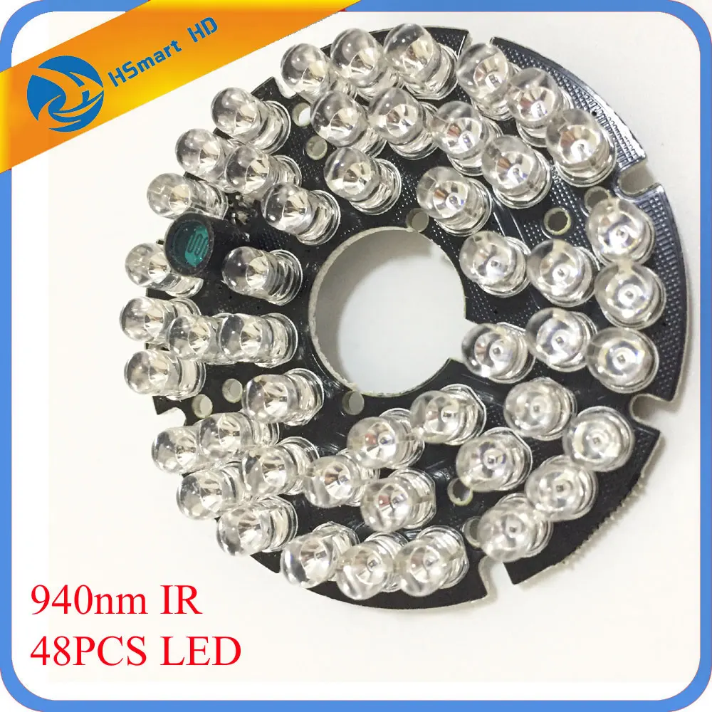 

New 940nm 48 LEDs 5mm Infrared IR 60 Degrees Bulbs Board 940nm For CCTV AHD TVI 1080P Wifi 60 Camera 60 Degree 15m Night Vision