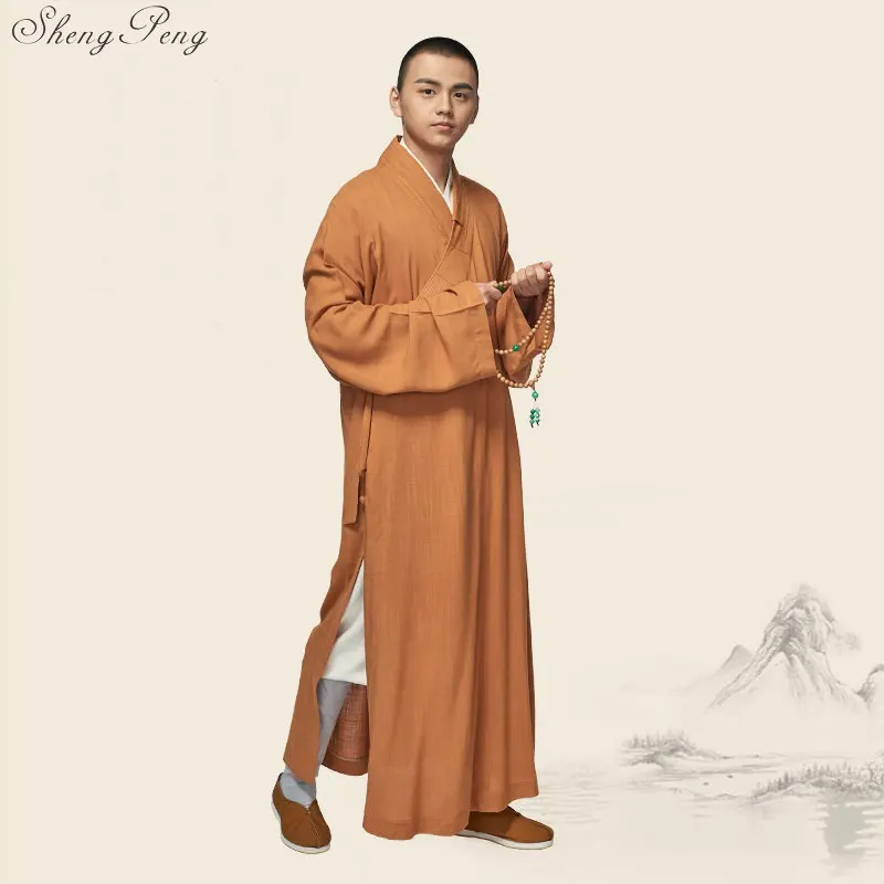 Одеяния буддийских монахов китайский шаолиньский монашеские одежды для мужчин традиционный буддийский монах одежда униформа одежда шаолиньских монахов V796