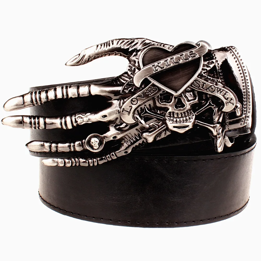 2018 Men Punk Belt metal rock Belt Skull devil Ghost claw Belt buckle