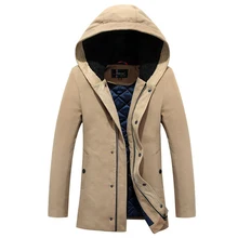 Длинная мужская куртка с хлопковой подкладкой, модная одежда, Тренч, куртки с капюшоном, повседневная верхняя одежда, тонкая парка, 2XL