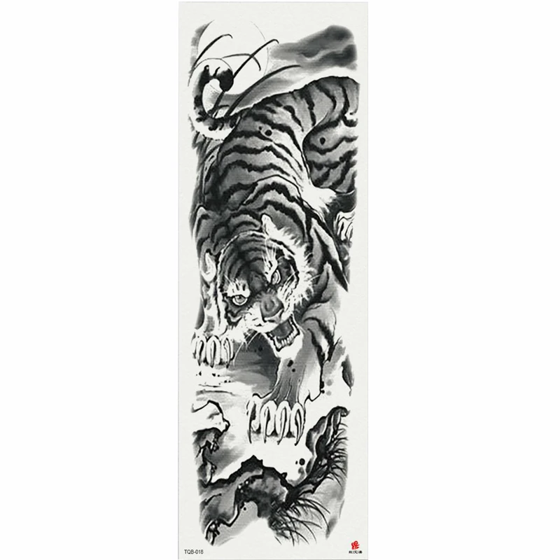 Autocollant De Tatouage Temporaire Tigre Peinture Chinoise 1 Piece Avec Bras Art Corporel Grande Manche Faux Tatouage Aliexpress