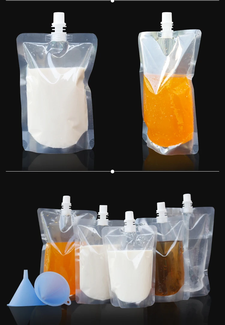 

5 Kinds Stand-up Plastic Drink Packaging Bag Spout Pouch for Beverage Liquid Juice Milk Coffee 200pcs/lot Free shipping