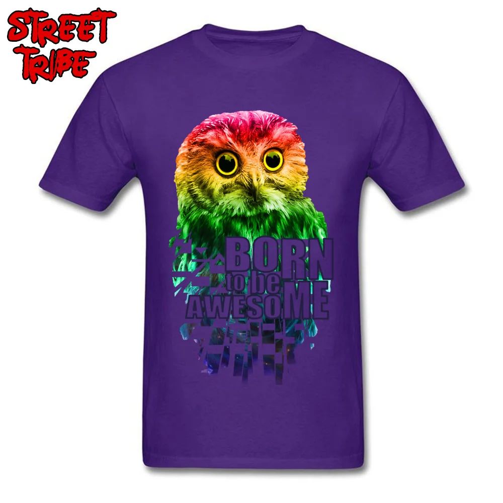  Men T Shirts awesome owl Normal Tops Shirts Pure Cotton Crew Neck Short Sleeve Classic T Shirt Summer Autumn Free Shipping awesome owl purple