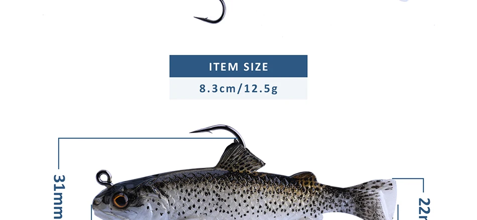 Goture, 5 шт./лот, плавающая приманка, рыболовные приманки, 8,3 см, 12,5 г, воблеры, мягкие силиконовые приманки с свинцовой головкой, 3D глаза для форели
